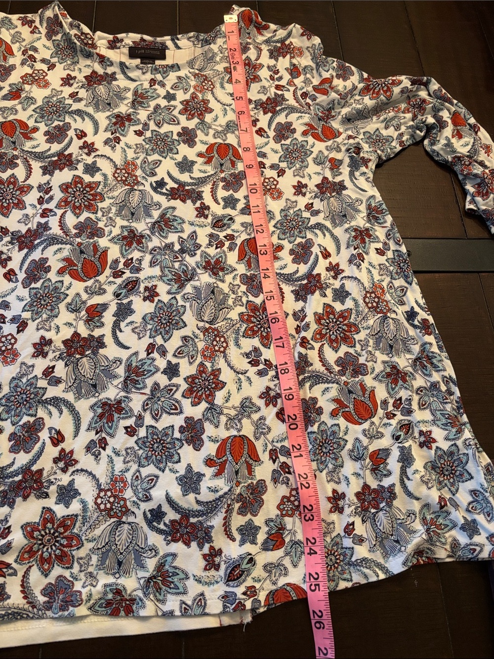 J. Jill White Floral Print Long Sleeve Blouse - Picture 7 of 7